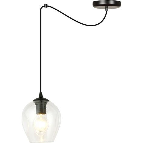 Lampada a Sospensione Level, Acciaio verniciato a polvere, Vetro, Nero, 14x200x14 cm (1/4)