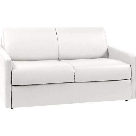 Divano letto 2 posti express in similpelle bianca con seduta memory foam - Letto 120 cm - Materasso 14 cm - CALIFE (1/2)