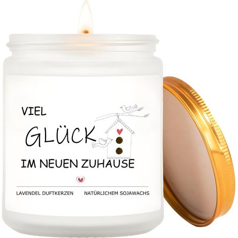 Cadeau de pendaison de crémaillère, bougie parfumée dans un verre, cadeau de bonne chance pour une pendaison de crémaillère dans la maison - Nouvelle maison (1/5)