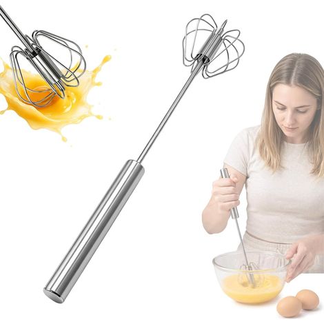 Batidor Manual semiautomático de Acero inoxidable, Petit Fouet Cuisine Semi-Automatique en Acier Inoxydable, Batteur Manuel sans électricité, Mini Fouet Polyvalent pour Battre œufs (1/5)