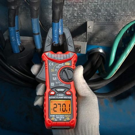 Pince Ampèremétrique CA/CC, 0-600A Multimetre 6000 Comptes TRMS, Mesure Courant/Tension/Diode/Température/Résistance/Fréquence/Diode/Capacité (1/3)