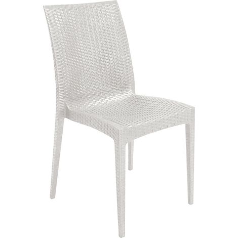 Sedia in resina impilabile effetto rattan Bistrot Grandsoleil -  White