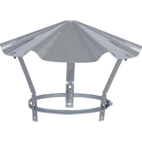 Joncoux – Chapeau pare-pluie inox 180 mm – Étanchéité sortie de toit – Raccordement cheminée – Pattes assemblées sur casque