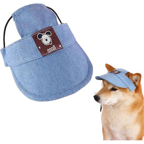 Casquette de soleil pour chien, casquette de baseball réglable avec des trous pour les oreilles, visière respirante pour chiots, chats (poids : 10 kg - 15 kg), protection solaire pour animaux (1/5)