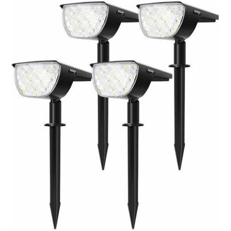 4er Pack 30 LED Solarstrahler Solarleuchten für den Außenbereich Wasserdicht Dimmbar Solarleuchte mit 180° Solarpanel für den Garten, FLITI (1/4)