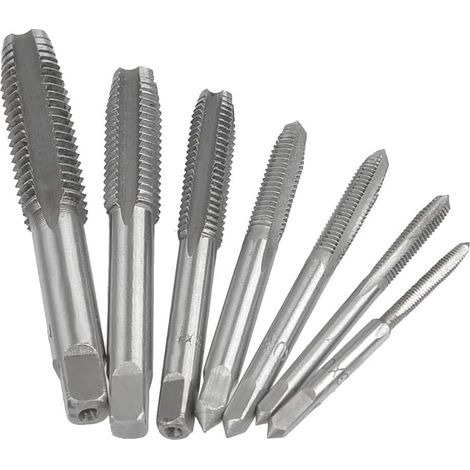 Satz mit 7 HSS-Handgewindebohrern M3 M4 M5 M6 M8 M10 M12 (1/5)