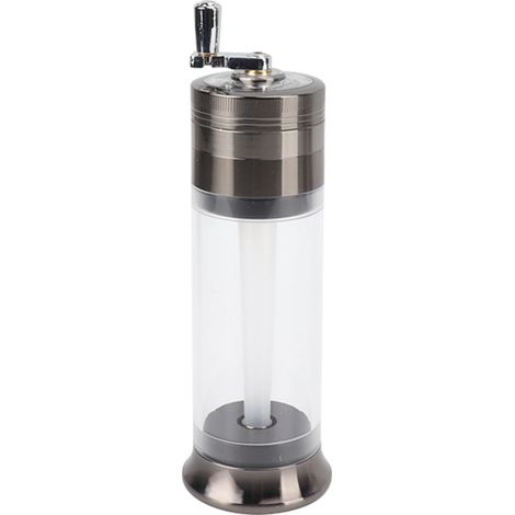 50-mm-Gewürzmühle mit 4 Mahlstufen, transparentem konischem Dosierer, Druckknopf, anthrazitgrau, für Zuhause und unterwegs (1/5)