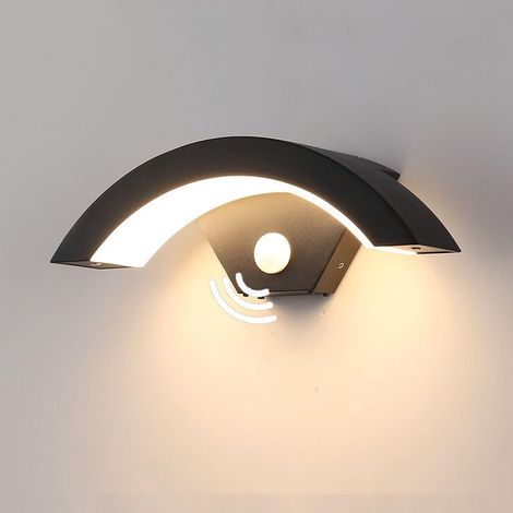 Applique Murale Exterieur avec Détecteur de Mouvement, 24W Lampe Murale Extérieur IP65 Etanche, Noir Luminaire Exterieur pour Terrasse Entrée Jardin Garage, 3000K Blanc Chaud (1/5)
