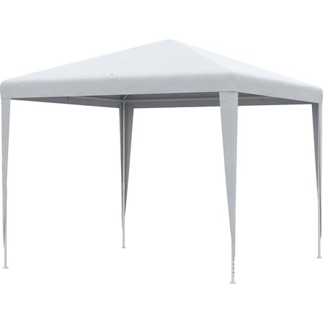 Gartenpavillon 2,7 x 2,7 m, Metallpavillon mit Epoxidbeschichtung und hochdichtem PE-Gewebe, Weiß