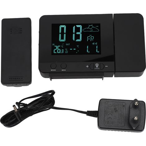 Digitaler Wecker mit Wetteranzeige, 8 einstellbaren LED-Leuchten, Schlummerfunktion und universellem USB-Netzteil (1/5)
