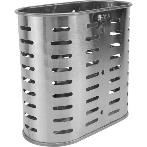 Stainless Steel Utensil Holder Cutlery Basket with 2 Compartments Drainer Kitchen for Spoon Fork Knife Drying Rack with Pierced Bottom 5.91 x 5.51 x 3.15 Inches (1/5)