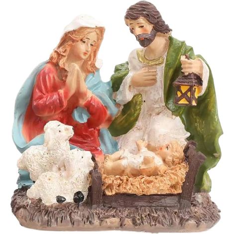 Statue Jésus Décorations de Noël religieuses Déco maison Accessoires de Décoration Noël Figurines Scène Nativité Jésus Pour Chambre Salon Table Appartement Cheminée Restaurant Hôtel (1/5)