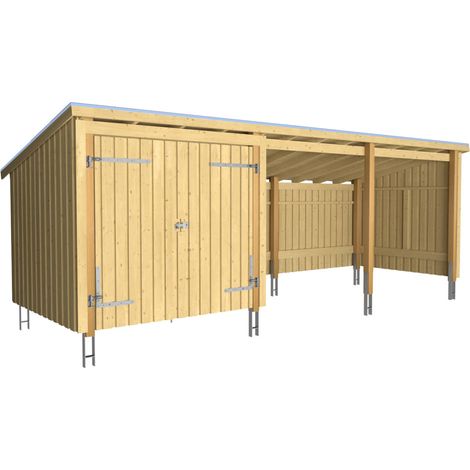 Plus Gartenhaus Nordic Multi 619 x 208 cm natur mit Doppeltür, offen, Dachpappe, H-Anker (1/3)
