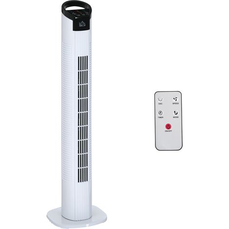 Ventilateur colonne silencieux 50W 3 modes 3 vitesses télécommande oscillant 70° minuterie contrôle tactile 78,5cm blanc