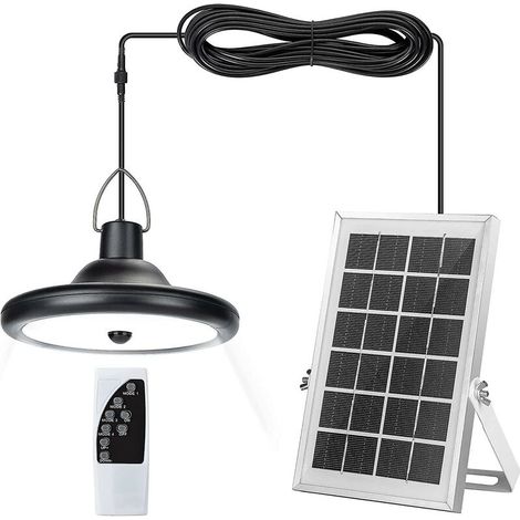 Lámpara solar, 4 modos, 6 niveles de brillo, con sensor de movimiento, control remoto, luz blanca.