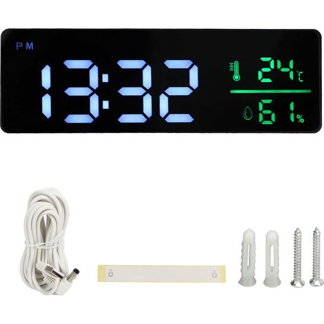 Réveil numérique LED avec affichage couleur et température/humidité, horloge murale électronique, écran digital lumineux, design moderne, idéal chambre/salon. (1/5)