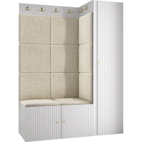 Conjunto para recibidor Hartford 385, Abriamo 3, 186x124x46cm, Aglomerado laminado, Tapiz, MDF, Montada en la pared, Colocada