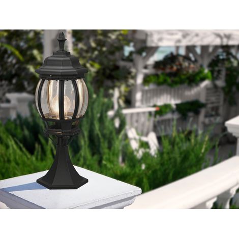 Sockelleuchte ELVO nostalgische Laterne Aluminium Schwarz, Höhe 49cm