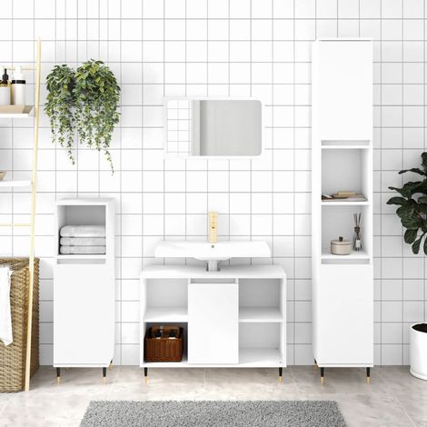 Armoire de salle de bain Armoire de rangement Placard de Rangement Toilettes blanc 80x33x60 cm bois d'ingénierie RTJEX226323 (1/5)