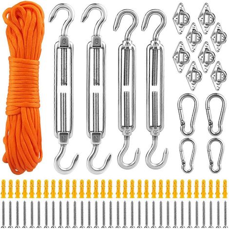 Zubehör für Sonnensegel mit robuster Befestigung für Garten, Terrasse, Pavillon, 5-mm-Montagesatz für Außenrollos.