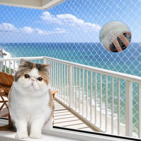 Filet de Protection Chat en Nylon, 8 x 3 m Filet Chat Balcon (1/5)