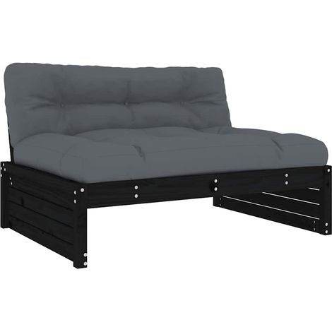 Maison Exclusive - Mittelsofa Schwarz 120x80 cm Massivholz Kiefer