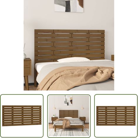 The Living Store Tête de lit murale Marron miel 156x3x63 cm Bois massif de pin - Tête De Lit Murale - Tête De Lit Bois - Tête De Lit Design Classique - Tête De Lit Support Lombaire - Literie (1/5)