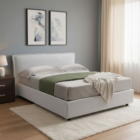 Cama Francesa Bronte, Desenfundable, con Almacenaje, Made in Italy, Colchón 120x190 cm, Blanco (1/5)