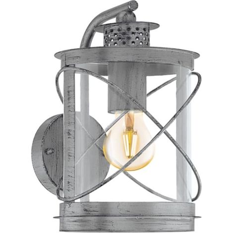 Außenwandlampe Wandleuchte Außenleuchte IP44 E27 Silber Metall H 28 cm (1/5)