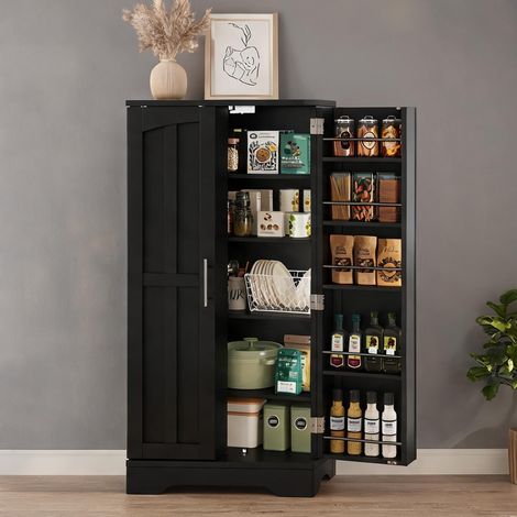 Buffet coloris noir en MDF 60 x 40 x 120 cm (1/5)