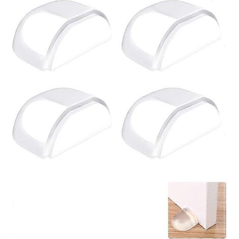 Butée de porte adhésive pour sol, lot de 4, transparente, adaptée à tous les sols durs pour protéger les murs et les meubles (1/4)