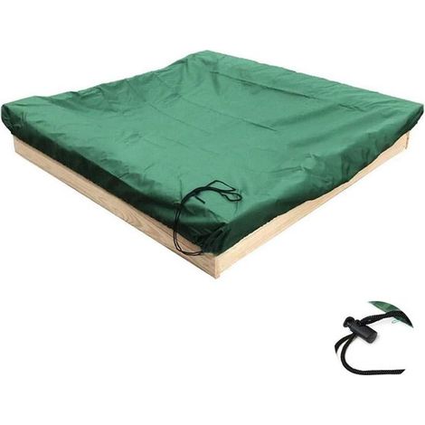 Telo di copertura impermeabile in tela per sabbiera/piscina, 180x180x20 cm - Con coulisse - Verde (1/5)