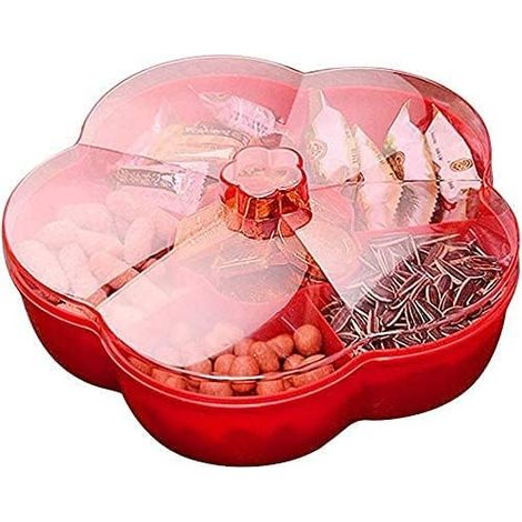Assiette à fruits en plastique avec compartiment (rouge)