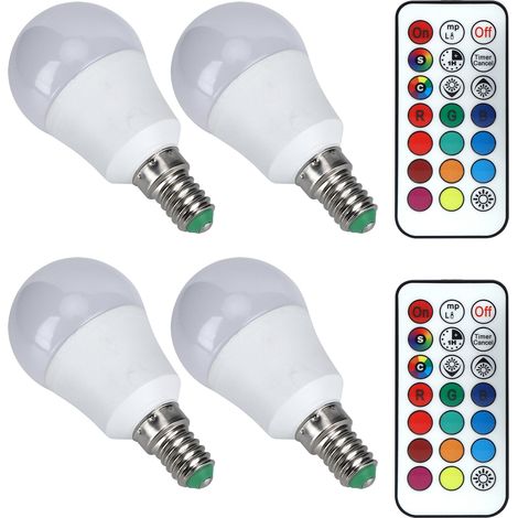 Ampoule LED RGB 45 W, lampe multicolore avec télécommande pour chambre, escalier, bar, 85 V/265 V (blanc chaud RGB 3000 K, culot E14) (1/5)