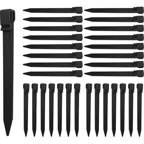 Lot de 10 piquets de bordure de jardin en plastique, 24 cm, pour clôture et camping (1/4)