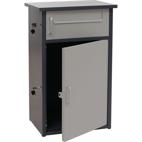Boîte à colis boîte aux lettres 2 compartiments avec verrouillage acier et aluminium gris foncé et gris clair 040009376 (1/5)