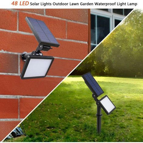 Lampe solaire étanche à 48 LED pour extérieur, pelouse, jardin, aménagement paysager, applique murale ou lampadaire (1/5)