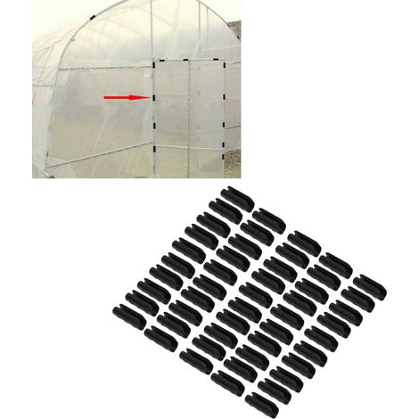 Packung mit 50 Befestigungsclips für Gewächshausfolie (10 cm lang), Befestigungsclips für Kunststofffolie, Befestigungsclips für Schattierungsfolie, schwarz. (1/5)