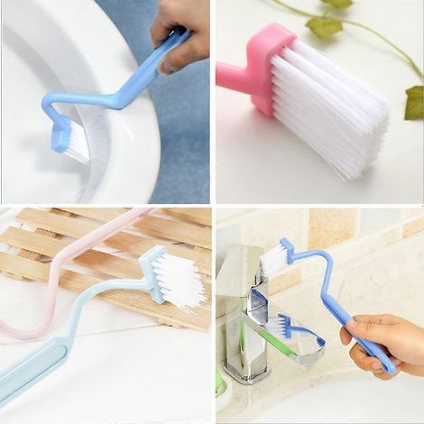 Brosse de rinçage incurvée pour WC, accessoire de nettoyage pour salle de bain (1/4)