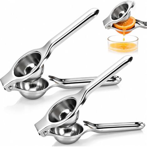 2PCS Presse Agrumes Manuel, Presse citron manuel et Presse fruit manuel inox, Extracteur de jus manuel, Presse agrumes manuel inox pour cuisine, bar et restaurant (1/5)