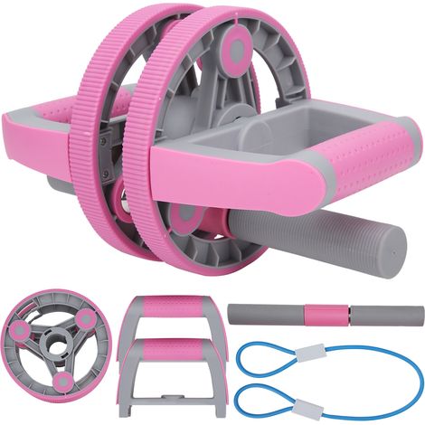 Ensemble de sangles de traction pour roue abdominale multifonctionnelle combinée, pour l'entraînement physique à domicile (rose) (1/5)