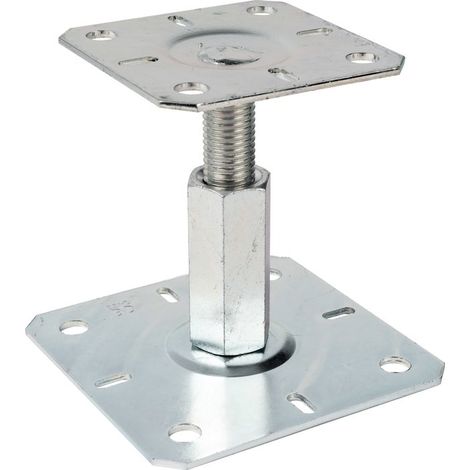 Ing Fixations – Pied de poteau pour béton – Fixations réglables – Plaque de base 130 x 130 mm – Pour bois massif et composite (1/7)