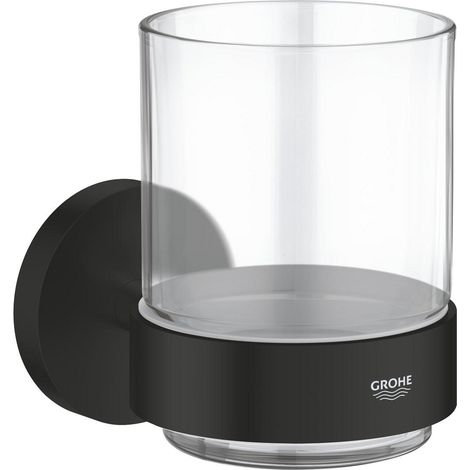 Start verre en cristal avec support mural et fixations cachées, noir mat (G411942430) (1/3)