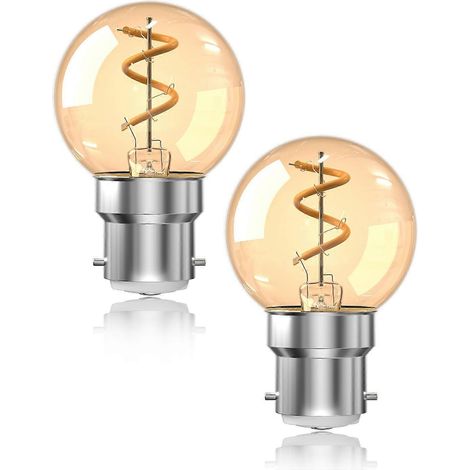 1W B22 LED Vintage Bajonett-Nachtlichtbirne 2200K Warmweiß (entspricht 15W Glühlampe) Nicht dimmbar G40B22 2er-Pack