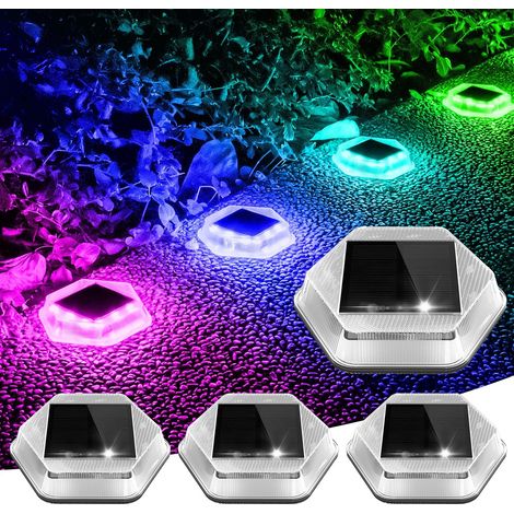 Lot de 4 lampes d'escalier solaires étanches de 1 200 mAh, avec allumage automatique par LED, pour jardins et terrasses