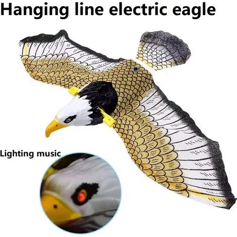 (Aigle) Épouvantail volant suspendu en forme de hibou grand-duc, répulsif à oiseaux, pour jardin et ferme QCQ03 (1/4)