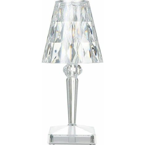 GROOFOO Lampe De Table En Cristal De Diamant, Par Usb, Temperature/Luminosite Reglables, Type Tactile De Batterie Au Lithium - Avec batterie, type tactile