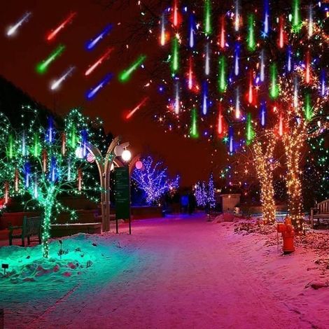 LED Météore Douche Lumineux,8 Tubes 5.8m LED Eclairage Météore pour Noël Mariage Fête Soirée Maison Arbre,Jardin (1/4)