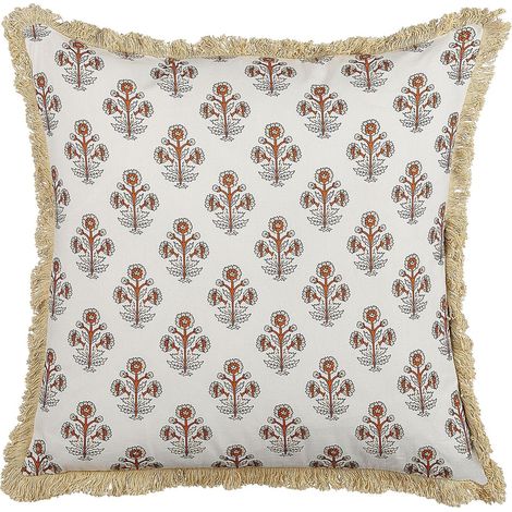 Dekokissen OMORIKA Baumwolle 45 x 45 cm Weiß Blumenmuster