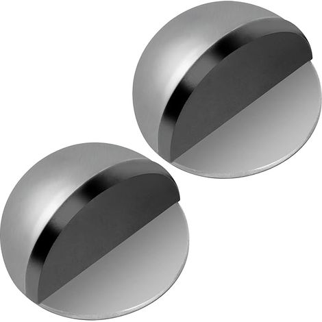 Arrêts de Portes Adhesive, Butées de Porte en Acier Inoxydable, Bloc Porte Sol avec Pare-Chocs en Caoutchouc, Arrêt de Porte Adhesif pour Interieur, Protection de Portes et Murs (Argent) (1/5)
